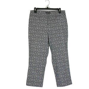 Hilary Radley Capri Pants M L Black White Straight Pull On Tummy Panel Casual